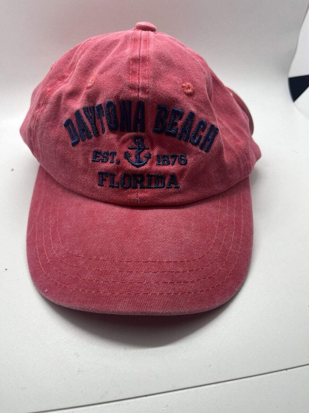 Daytona Beach Florida Est. 1876 Baseball Cap Hat Faded Red Adjustable Logo